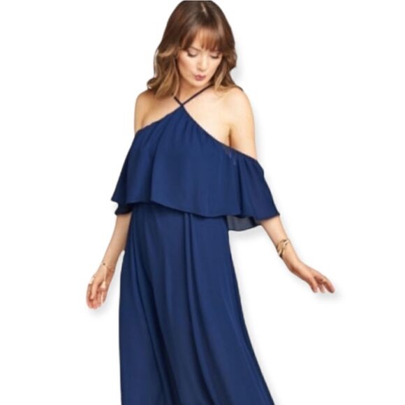 Show Me Your Mumu Dark Blue Maxi Dress Size Medium - Picture 1 of 7